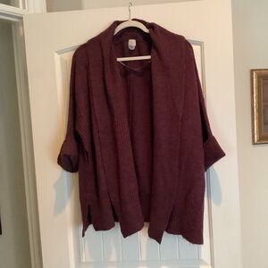 Open Front Three Quarter Sleeve Cardigan